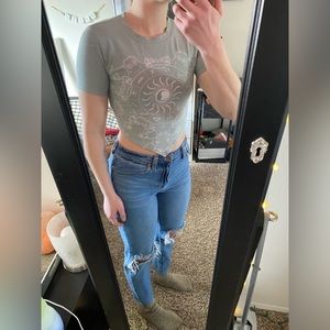 Forever 21, blue, cropped t-shirt. Size US S